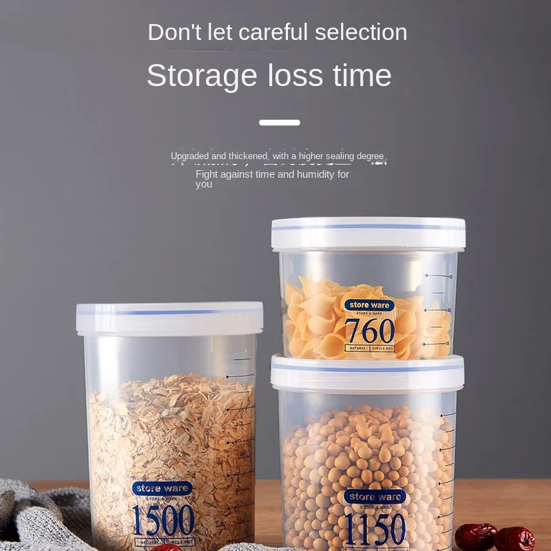 

Sealed jar plastic food jar storage jar grain coffee dried bean goods preservation box round spices food storage containers