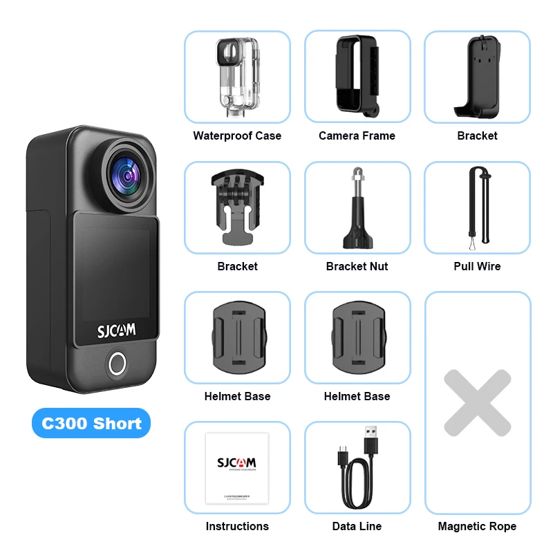 SJCAM C300 Taschen-Action-Kamera 4K FHD mit langer Akkulaufzeit Video 30M wasserdichte 5G WiFi-Kamera Sport-Action-Kamera 3
