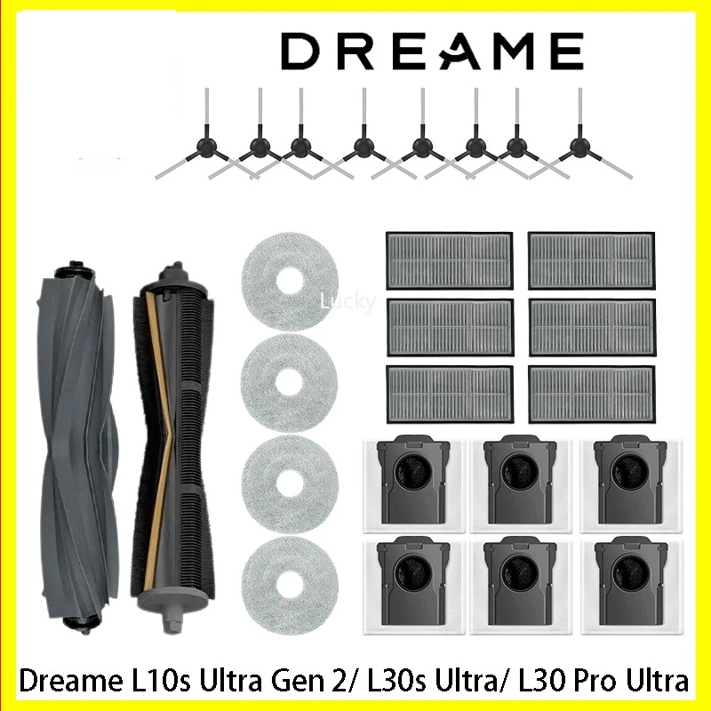 

Dreame L10s Ultra Gen 2, Dreame L30s Ultra Запасные части Основный ролик Боковая щетка Hepa Фильтр Швабра Тканевый мешок для пыли Аксессуары