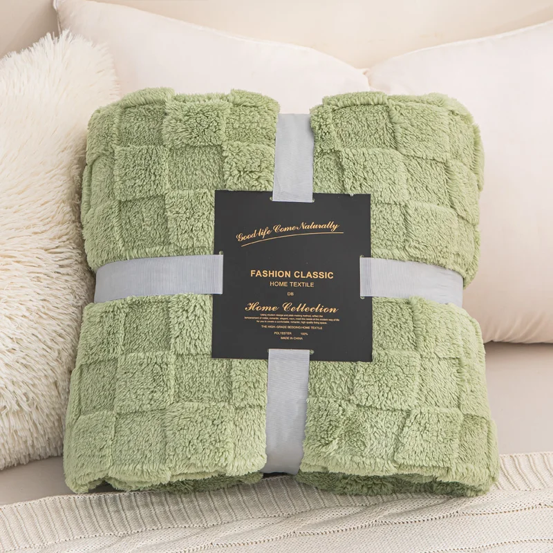 1pc Double-sided Jacquard Rice Square Thick Blanket Cover Blanket 100/120/150/180/200/70cm Warm, Soft and Comfortable