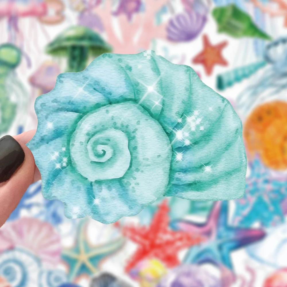 10/30/50pcs Transparent Set of Tropical Fish Stickers Cartoon Jellyfish Sea Star Shell Decals DIY Luggage Phone Laptop Sticker