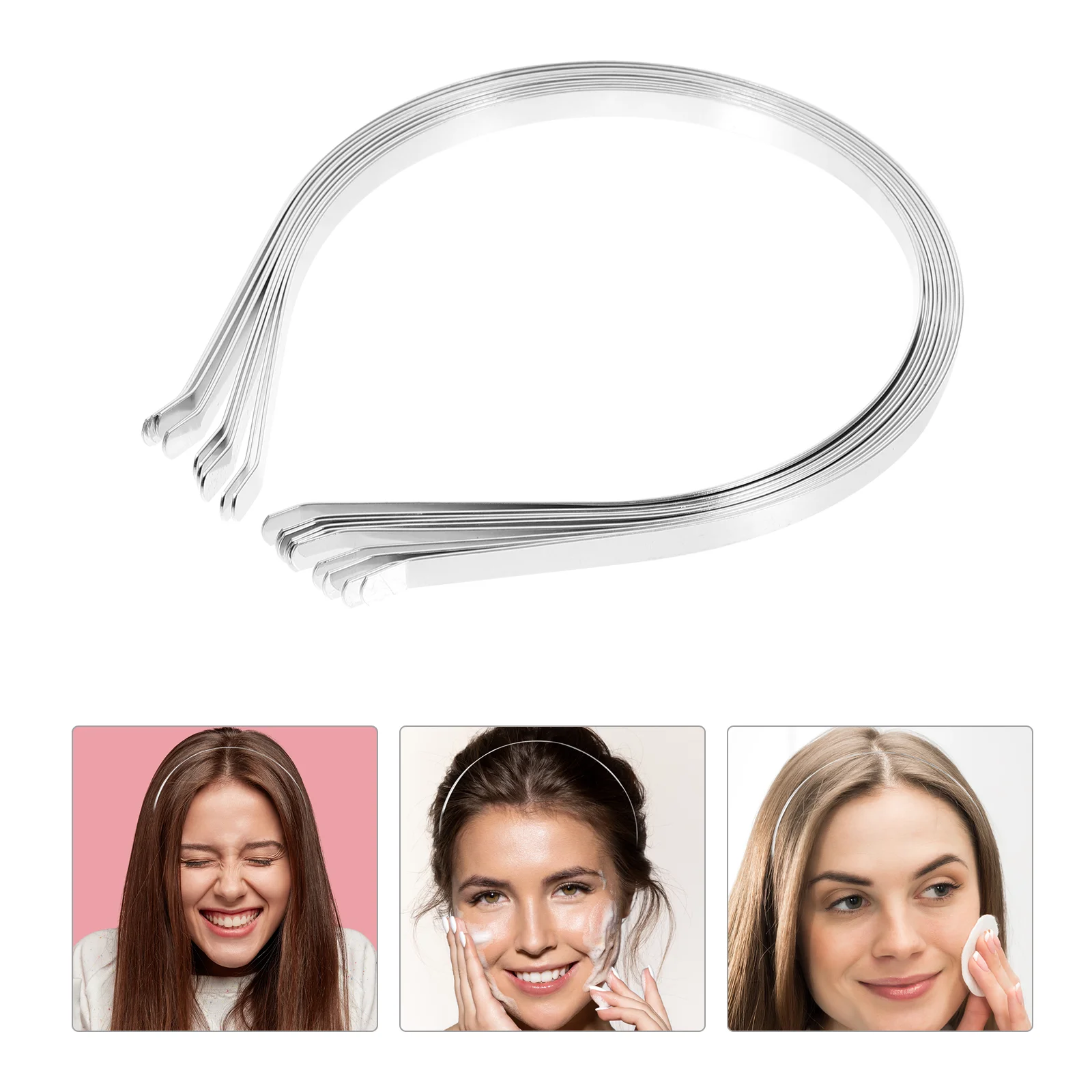 

10 Pcs Hair Accessories for Girls Head Band Women 7mm Headband Headgear Silver Miss