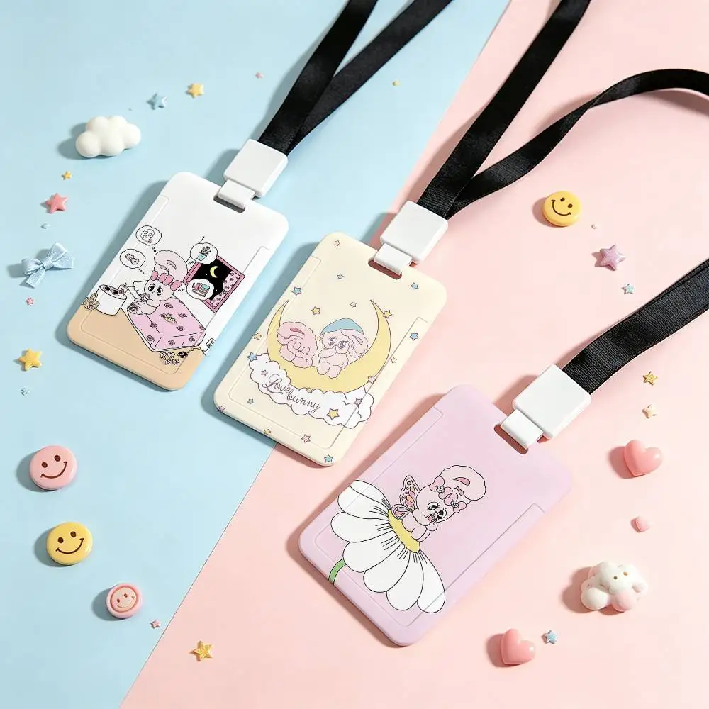 Cute E-Esther Bunny Employee ID Badge With Name Tag, Lanyard, High-end Work Badge, Card Holder, Student ID Badge