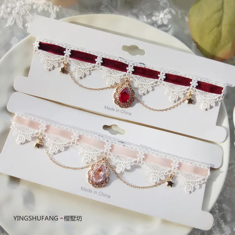 Lolita Lace Clavicola Catena Girocollo carino Harajuku Y2k Accessori Girly2k Collana a catena per ragazza calda