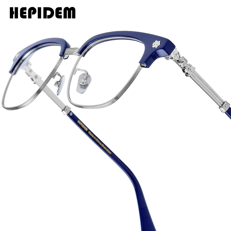 FONEX HEPIDEM Acetate Eyeglasses Frame Men Retro Chrome Glasses Women Brand Designer Square Japanese Handmade Spectacles CH 9396