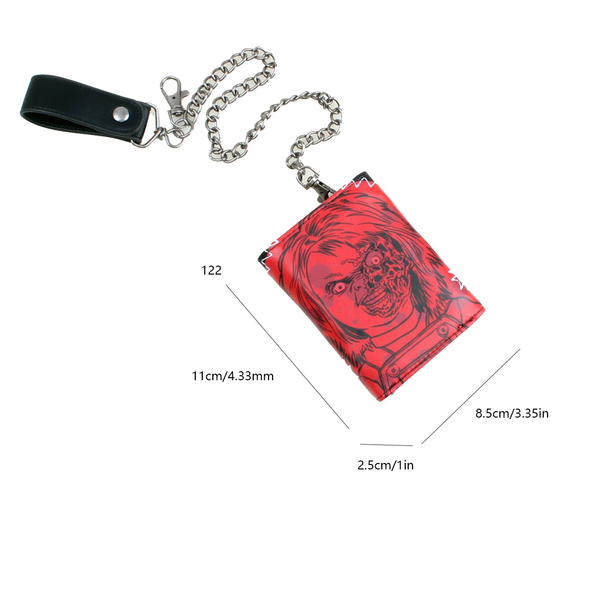 Three fold men\'s wallet with chain, personalized embroidered relief luminous card clip