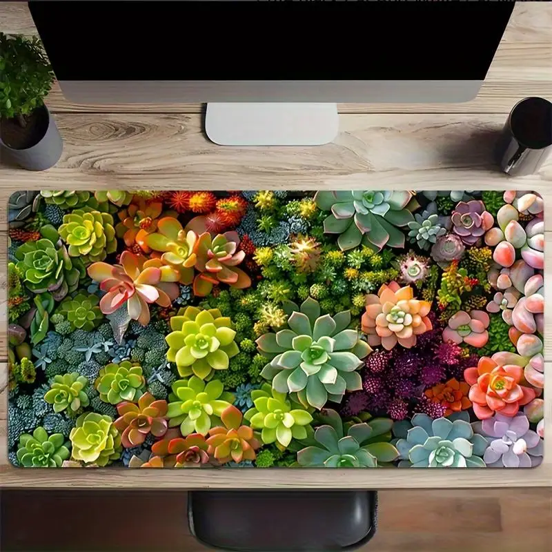 

Lush Garden Plant Print large mouse pad desk pad rubber anti-slip edge locking office mat pc accessories gaming mats Computer