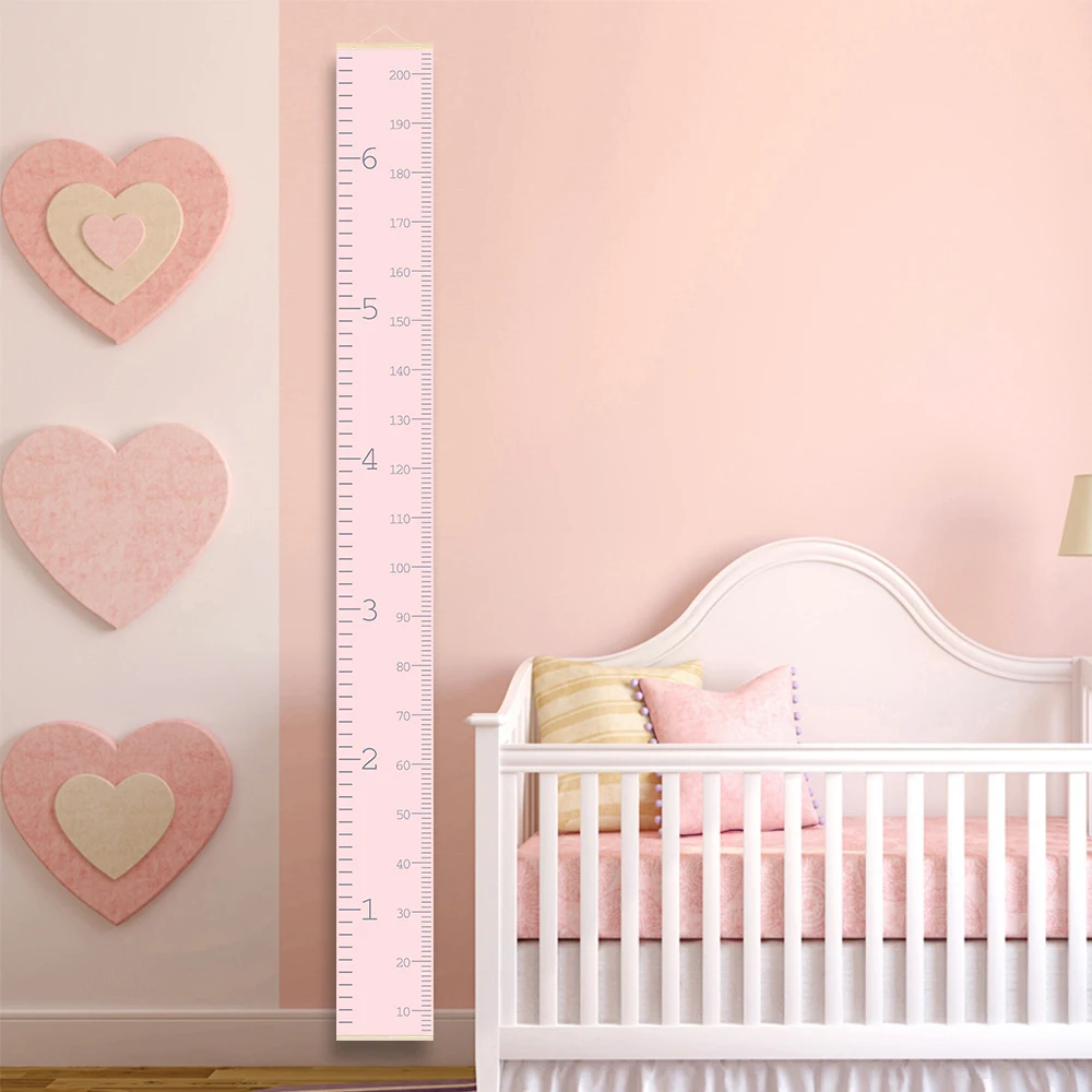 Nordic Solid Height Measure Ruler for Kids Decorative Pink Blue Children Growth Chart Hanging Removable Nursery Classroom Deco