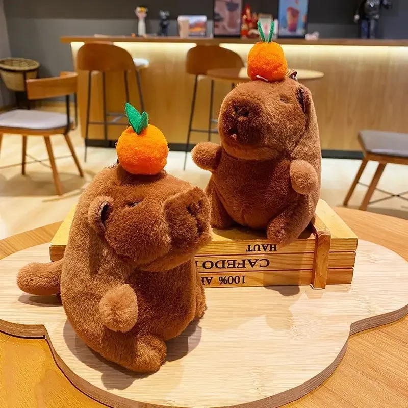 1-20PCS 봉제 감 흔들며 꼬리 Capybara 키 펜던트 귀여운 플러시 키 체인 봉제 인형 장난감 Schoolbag 펜던트 선물 펜던트