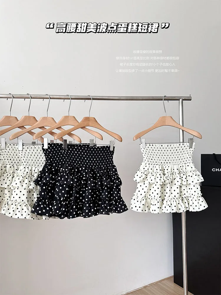 

New Design Women Fashion Solid Mini Skirt Pokal Dots Casual Wrap Hip High Waist Slim A-Line Skirt Female Chic Kpop Party Prom