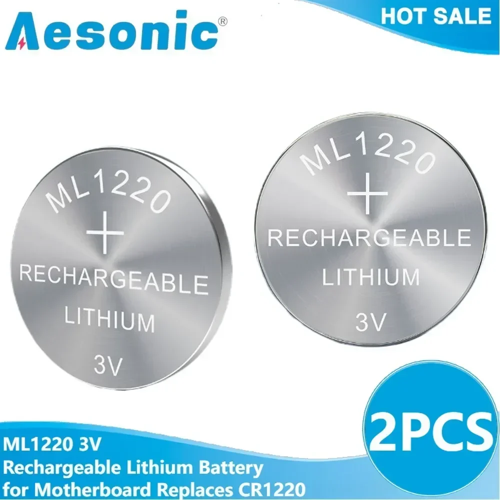 2PCS ML1220 3V Rechargeable Lithium Batteries ML 1220 CMOS RTC BIOS Back Up for Motherboard Replaces CR1220