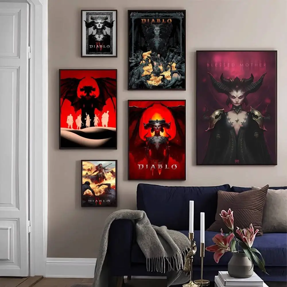 

RPG Game Diablo 4 Classic Movie Posters Waterproof Paper Sticker Coffee House Bar Decor Art Wall Stickers