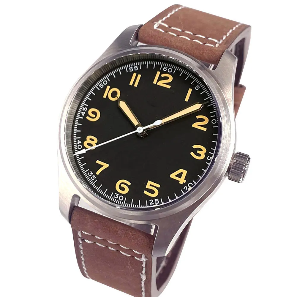 Automatische Pilotenuhr für Herren, 39 mm, Miyota8215, 20 bar, wasserdicht, mechanisch, Retro-Fliegeruhren, Saphirglas, 316L-Stahl – Detail 9