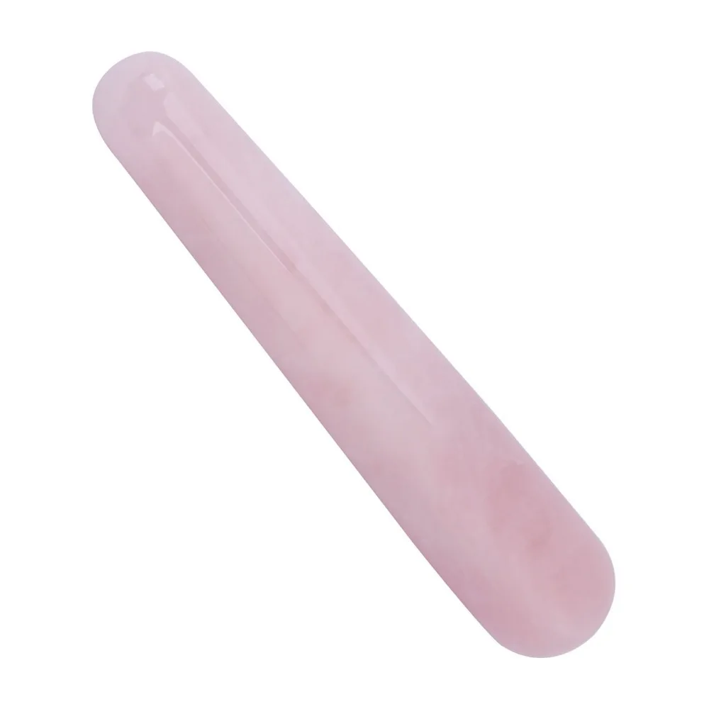 Quartz Crystal Face Massage Wand Smooth Surface Pink Crystal Massage Wand Acupressure Quartz Massage Stick Muscle Knots Relief