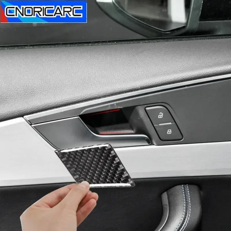 

Car Inner Door Handle Bowl Panel Cover Carbon Fiber Decoration Sticker Trim For Audi A4 B9 2017-2019 Interior Accessories Decals