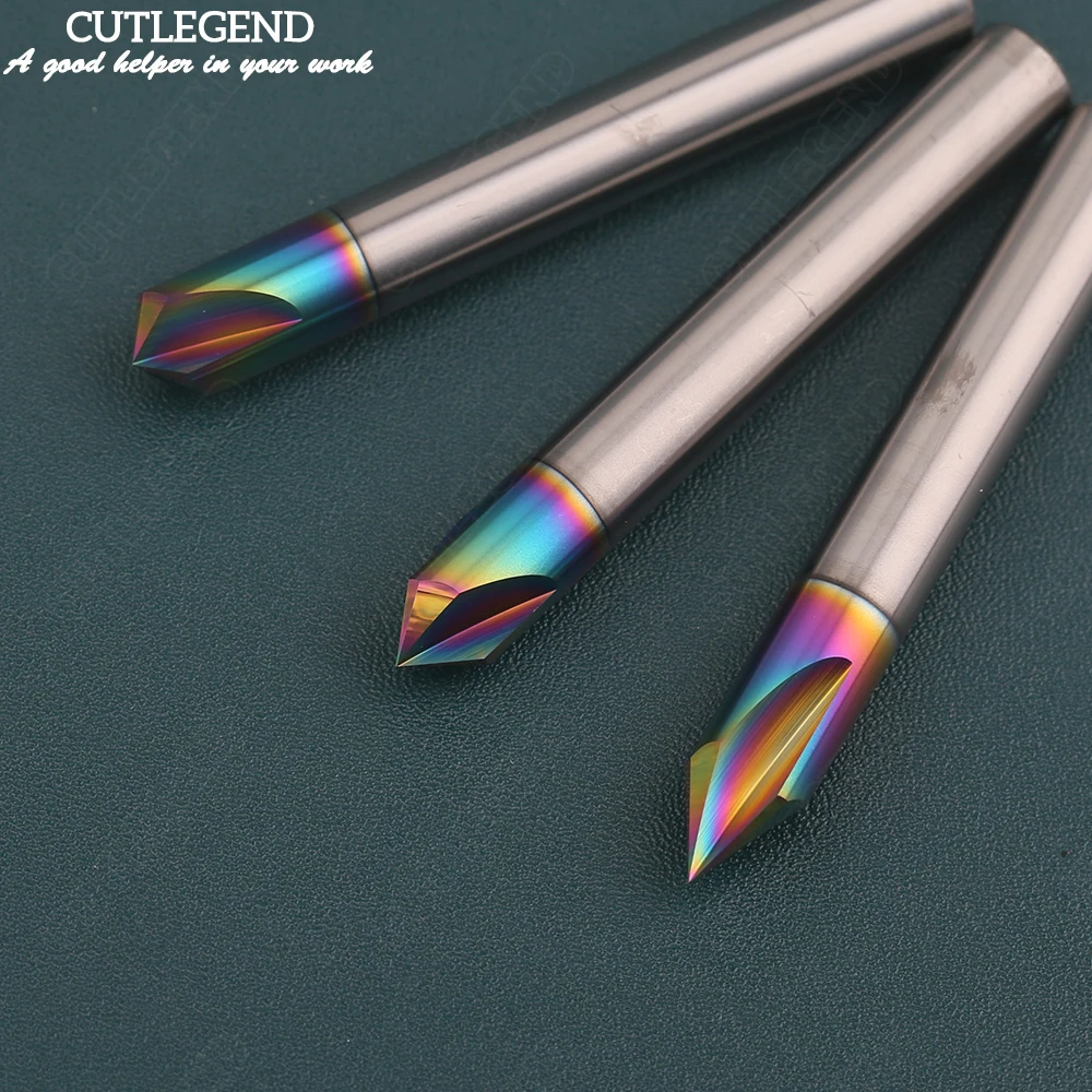 Imagem -03 - Chanfro Fresa 60 90 120 Graus Flautas Carboneto Canto Escareador Chanfrar Moinho Rebarbar Borda Roteador v Hrc58