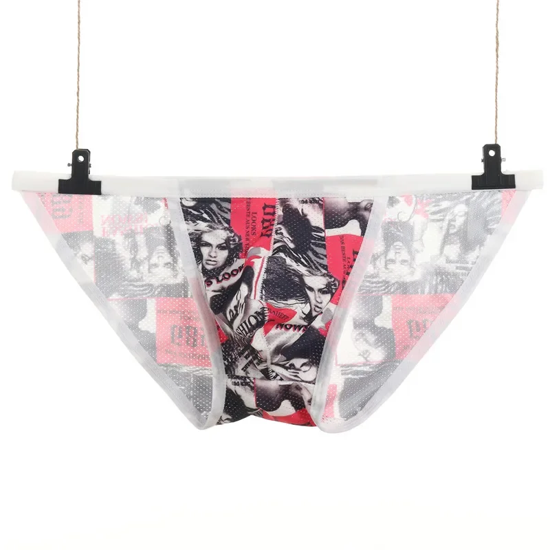 8PCS Men Briefs Print Sexy Underwear High Fork Convex Pouch Panties Man Low Rise Breathable Penis Pouch Male Underpants Briefs