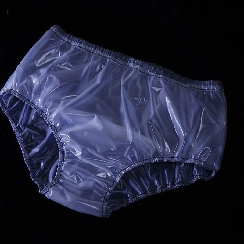 

Plus-size Transparent PVC Women's High-waisted Panties Sexy Non-breathable Anti-side Leakage Menstrual Waterproof Underwear