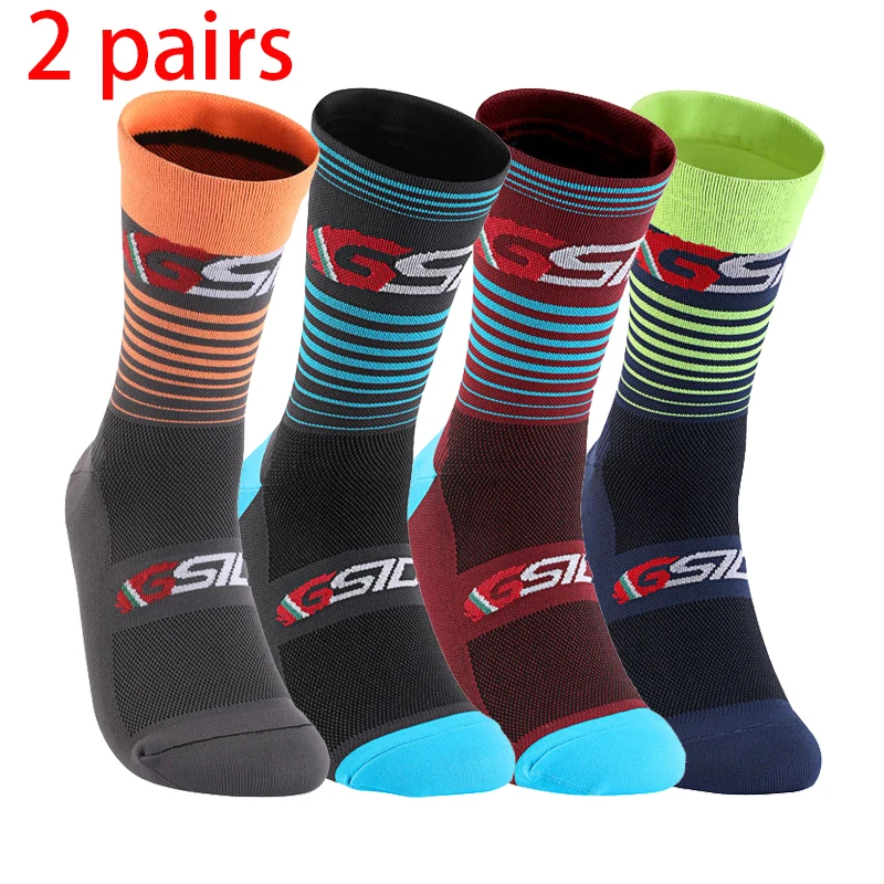 2 Pairs New Cycling Socks Bike Nurse Compression Road Bike Running Mtb Knee-high Outdoor Sports Racing Sport Socks High Quality