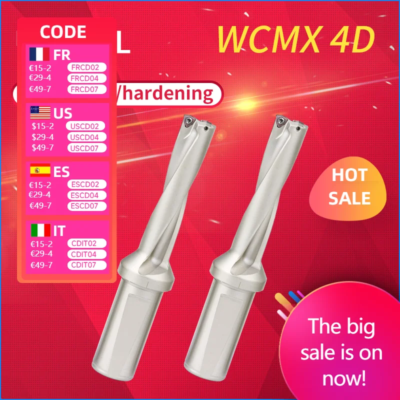 wcシリーズ-uドリル-14mm-415mm-4d深さ、高速ドリル、インデックスビット、穴あけ加工、各ブランドwcシリーズブレード用、機械、旋盤、cnc