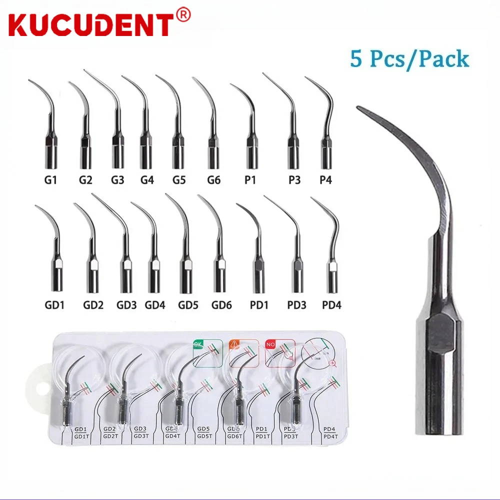 5Pcs Dental Ultrasonic Piezo Scaler Tips Periodontics Endo G GD P PD Scaling Fit For EMS WOODPECK SATELEC DTE Handpiece