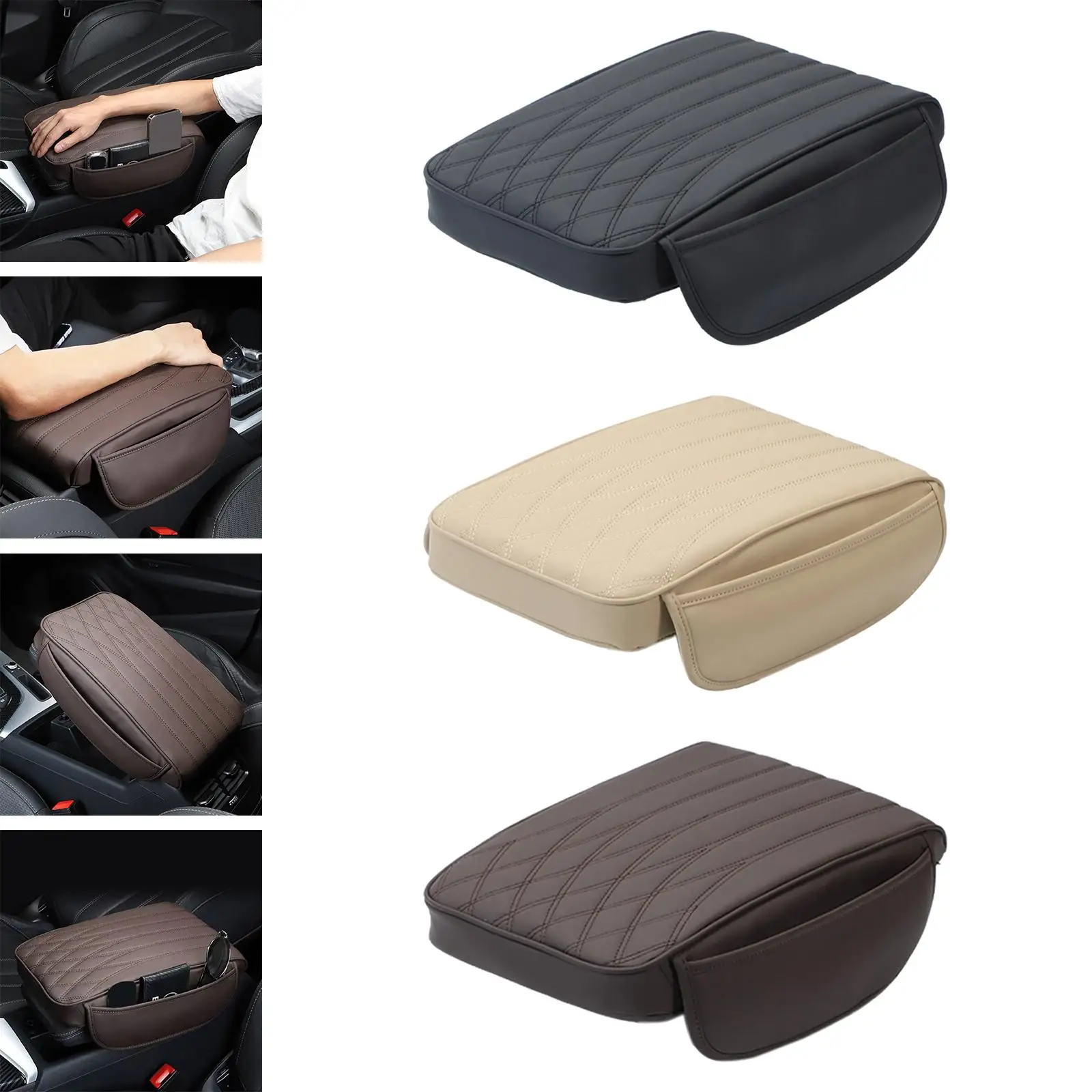 Middle Console Protector Car Armrest Box Cover Universal PU Leather Armrest Pillow for Truck SUV Seat