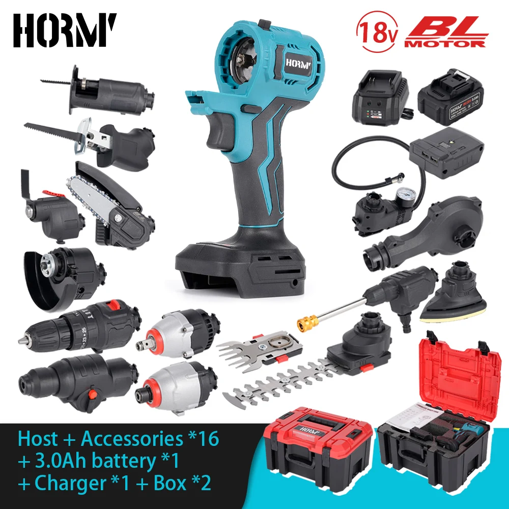 Hormy Brushless Oscillating Multi-Tool Set For Electric Drill/Wrench/Trimmer/Screwdriver Water Gun Jig Saw For Makita Battery