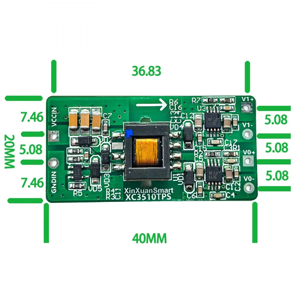 Ultra-low Ripple Power Board 3.3V-36V Input to ±12V/±15V Step up/down Isolated Single to Dual Channel Power Supply Module