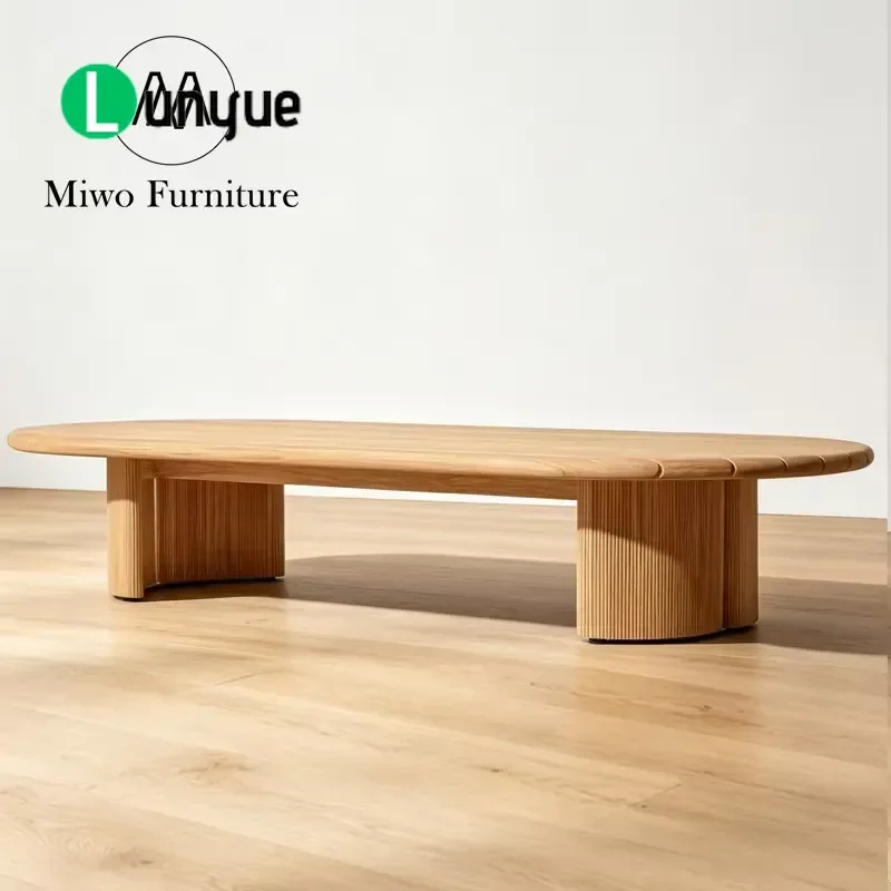 Luxury Modern Natural Teak Striata Rectangular Coffee Table for Outdoor Garden Terrace Villa Hotel Resort Lounge Furniture