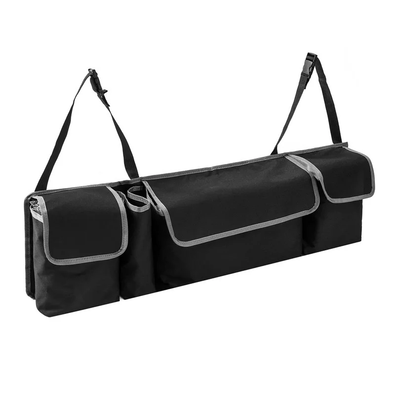 Universal Car Rear Seat Hanging Storage Bag Auto Waterproof Storage High Capacity Pocket Shape Seat Back Organizers Trunk Black