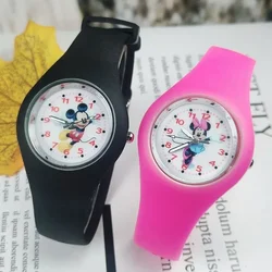 Disney Mickey Minnie Silikon Kinderuhr Jungen Mädchen Zeitmaschinen Wasserdichte Quarzuhren für Kinder Kinder Sportarmbanduhren