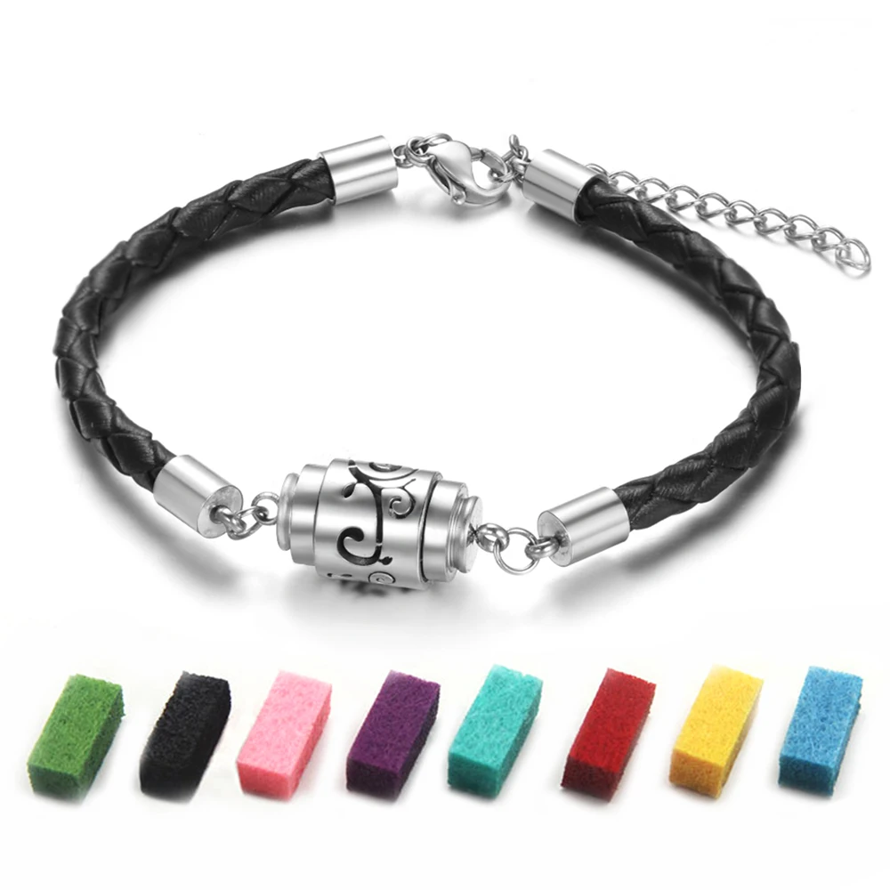 2024 New Aromatherapy Diffuser Bracelet Vintage Hollow Out Charms Aroma Perfume Essential Oil Diffuser Locket Leather Bracelet