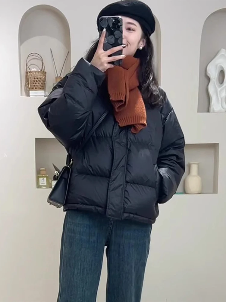 

Winter Thiened ort Cotton Jaet Women's Bread Sle Coat Korean Version Loose Fit Premium Feeling Commute Sle