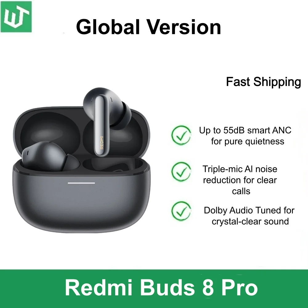 Audífonos Redmi Buds 8 Pro TWS Versión Global, Cancelación Activa de Ruido de 55dB, Reducción de Ruido con 3 Micrófonos, Audio de Alta Resolución, Audífonos Mi