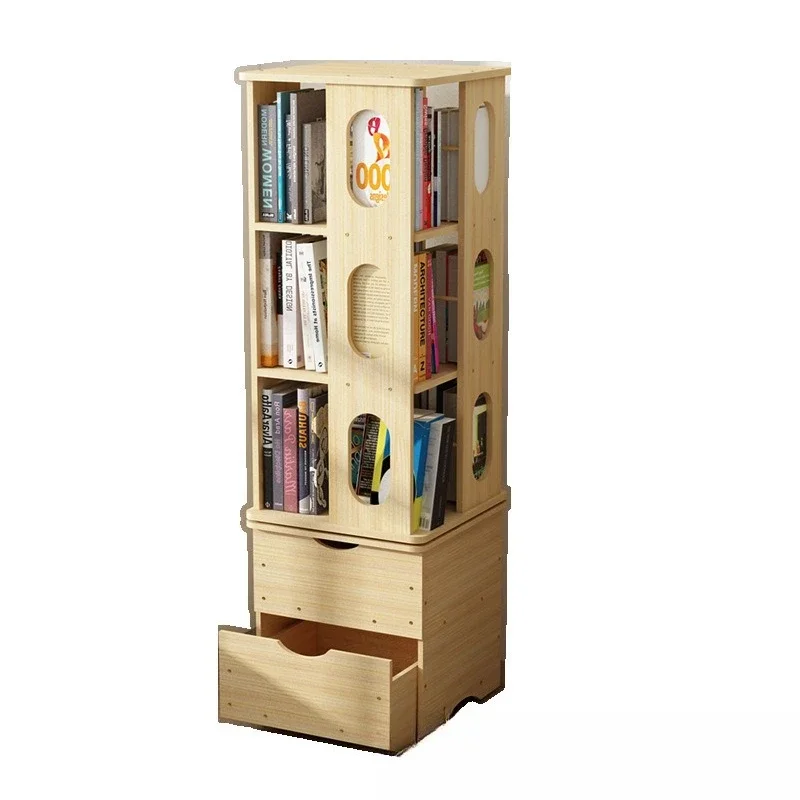Pure solid wood rotating bookshelf simple modern floor simple small bookshelf creative bookcase storage