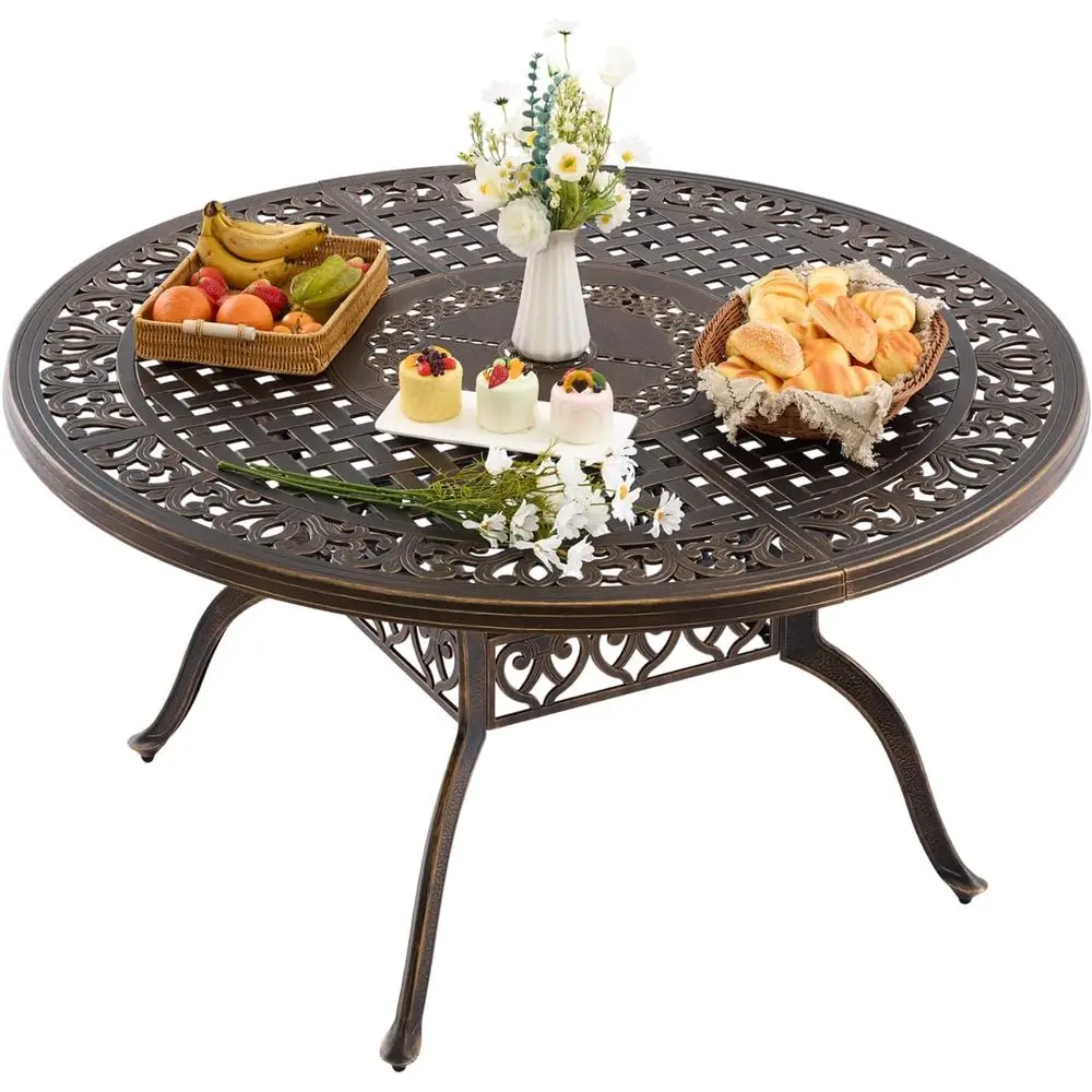 

Круглый всепогодный стол для патио, диаметр 54,5, 2 отверстия для зонта, подходит для сада, газона или балкона