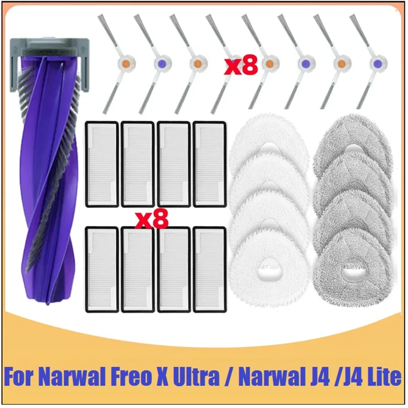 Replacement For Narwal Freo X Ultra / J4 / J4 Lite Robot Vacuum Cleaner Main Side Brush Mop Pad HEPA Filter