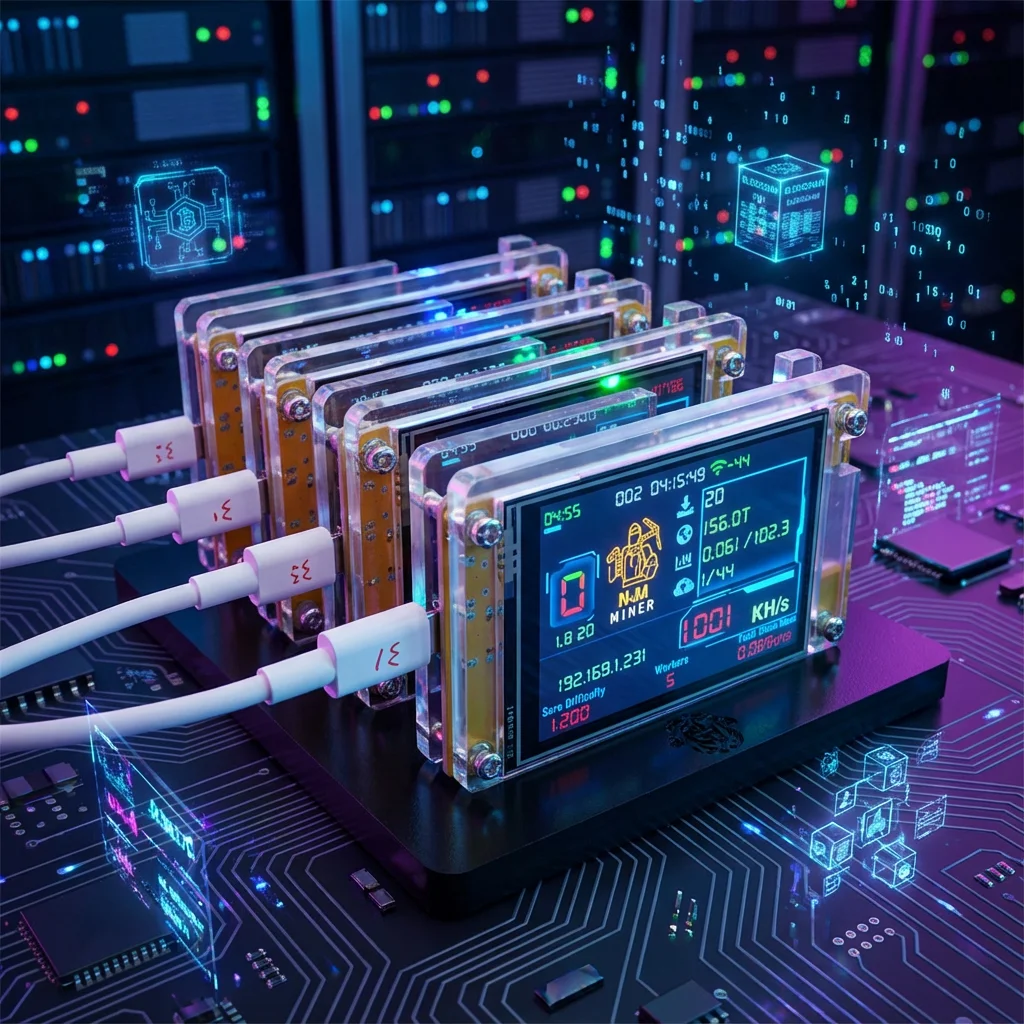 4x NerdMiner V2 NMMiner 4 pezzi ESP-2.8 pollici Smart Screen Lucky Miner Hashrate Modulo 980k h/s Crypto Solo Lottery Miner V2 N