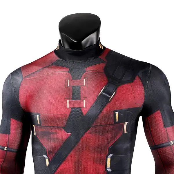 Red Mouth Hero Costume Unisex Halloween Themed Party Cosplay Full Body Suit with Removable Mask