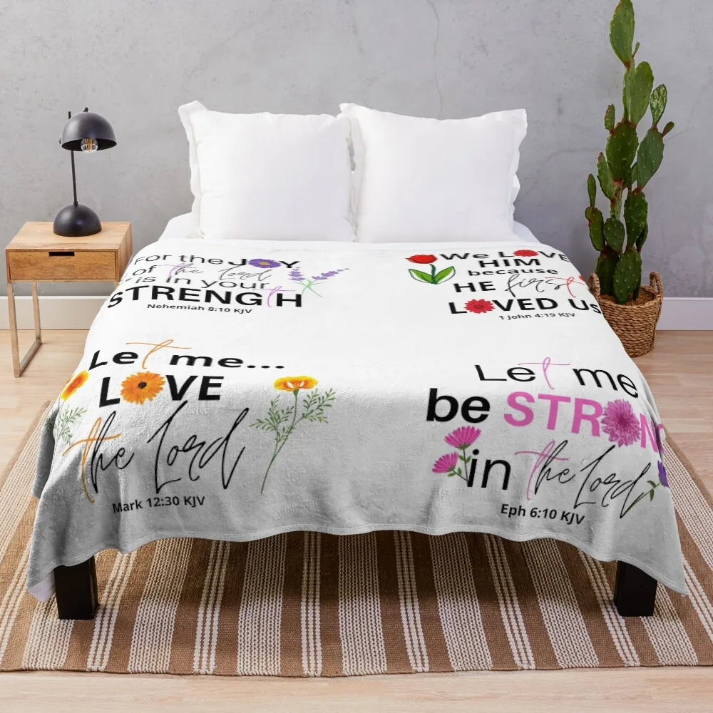 

Floral Christian Bible Verses Mix Throw Blanket Warm Accent Blanket for Living Room Decoration