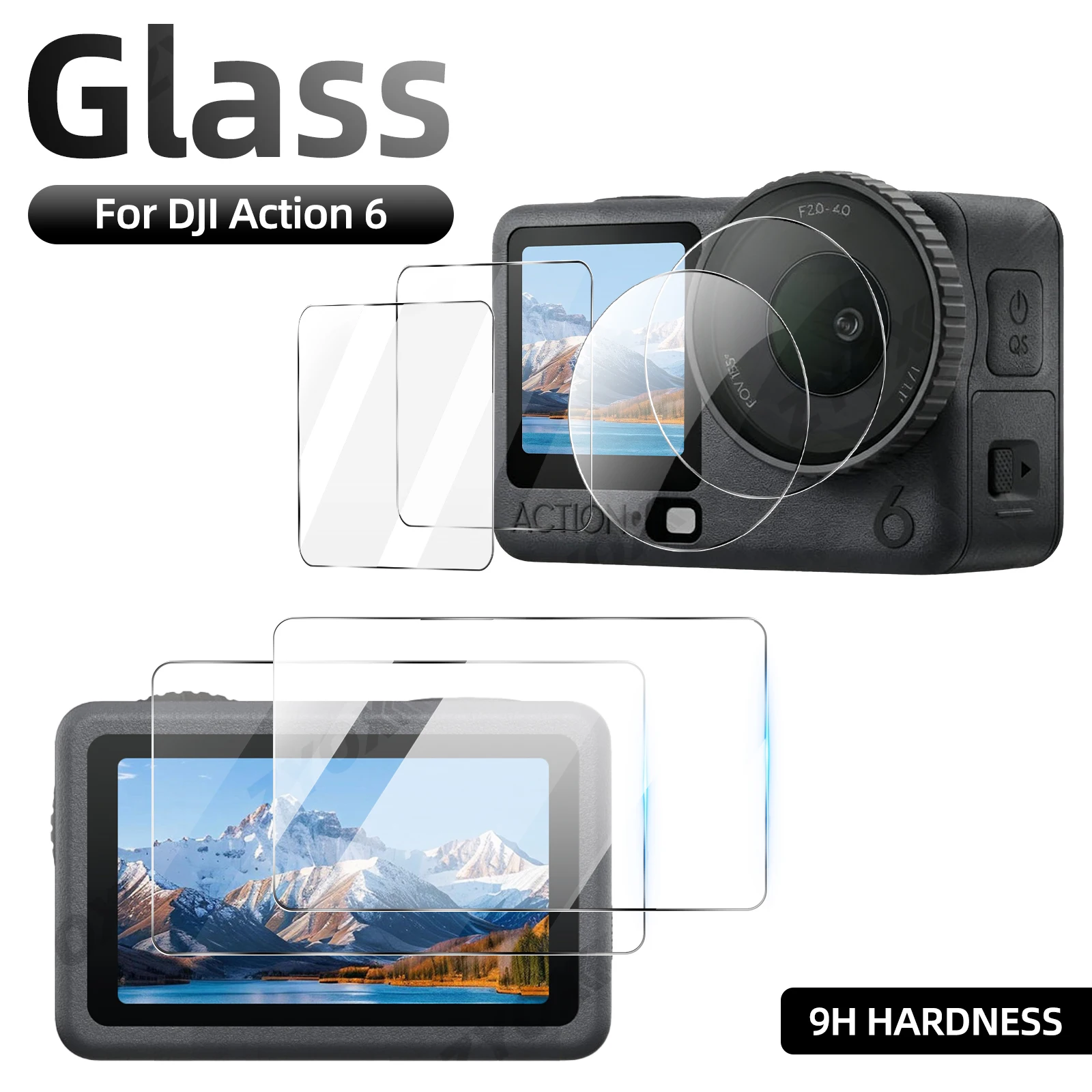 

9H Hardness Glass for DJI Osmo Action 6, Screen & Lens Protector Clear Ultra-HD Tempered Glass Anti-scratch Film Accessories
