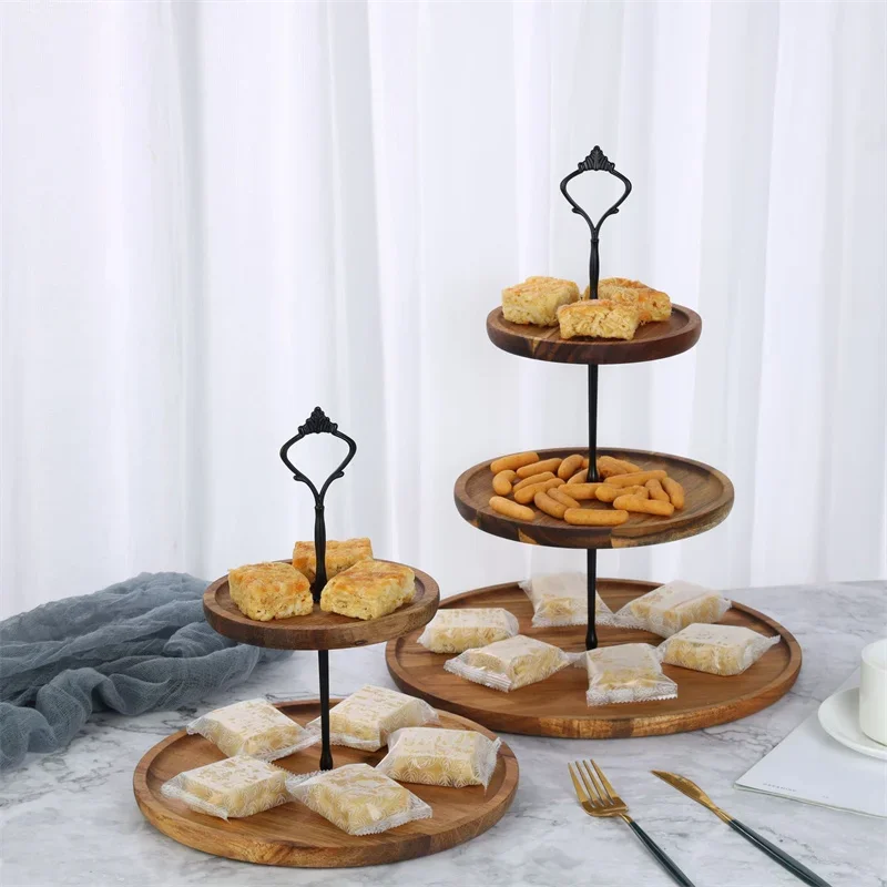 

2/3-layer Removable Cake Stand Wooden Dried Fruit Tray Fruit Snack Dish Wedding Dessert Candy Display Rack Cupcake Fruit Plate