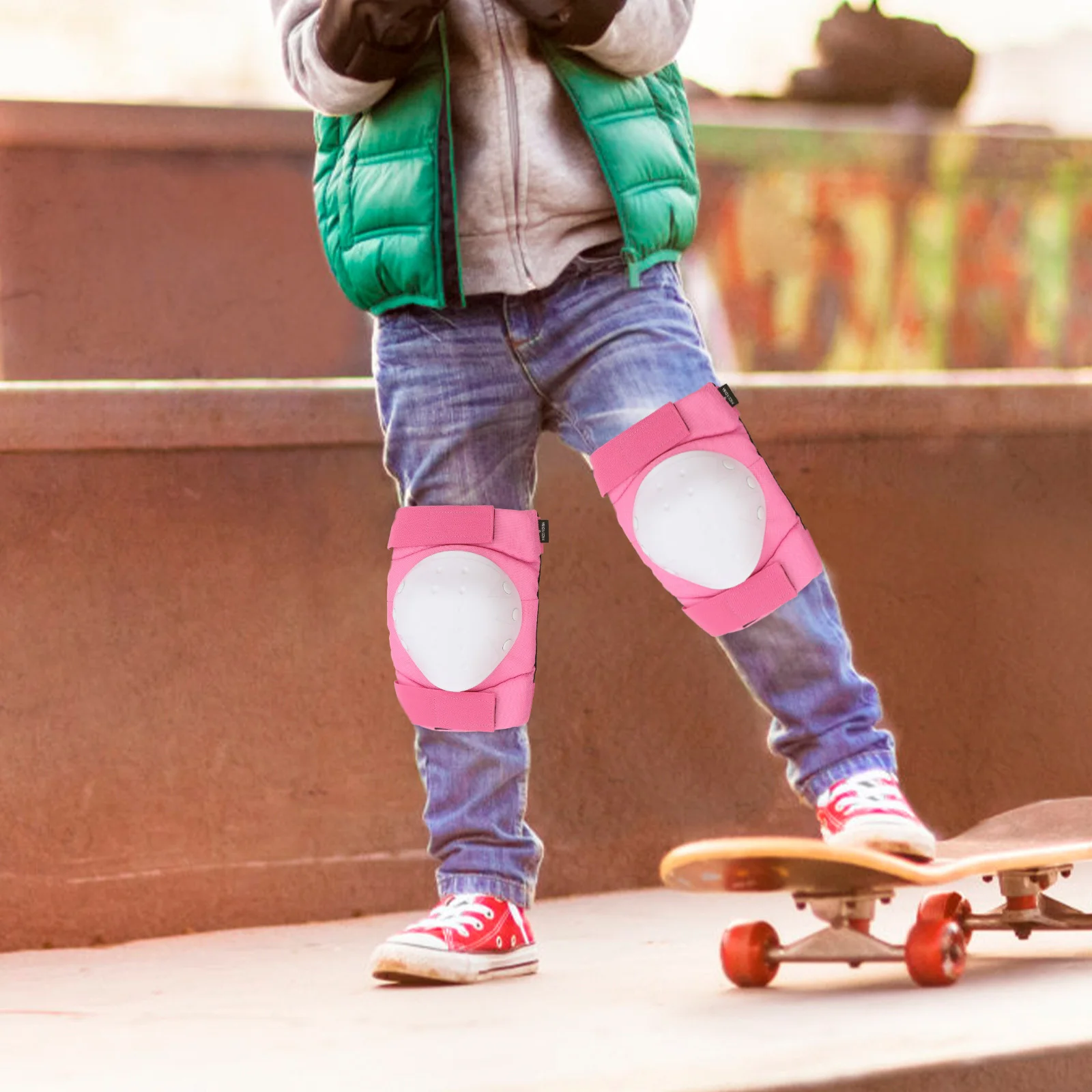 

1Set Protective Gear Shock Absorbing Adjustable Buckle for Cycling Skating Roller Pink Size