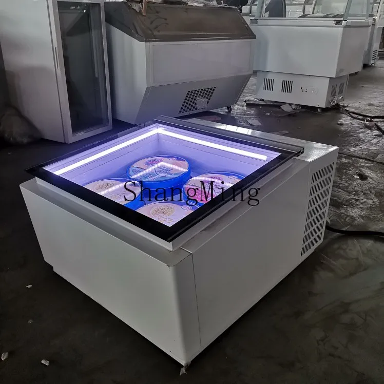 ZYY سطح المكتب العلوي الوجه إزالة الضباب آيس كريم خزانة عرض سميكة قطع الزبادي الفريزر