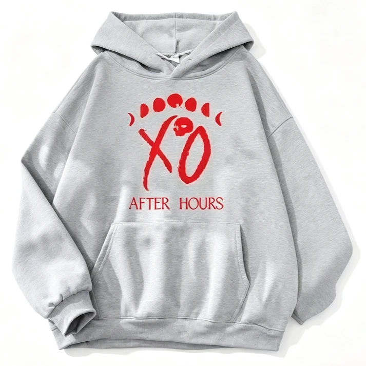 XO After Hours The Weeknd Graphic Hoodie Unisex Retro Singer Print Pullover Casual Loose Long Sleeve Hip Hop Hooded Sweatshirt