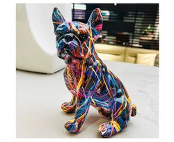 Creative Synthetic Resin Sitting Bulldog Home Furnishings Living Room Resin Crafts Office Animal Decorations Gift