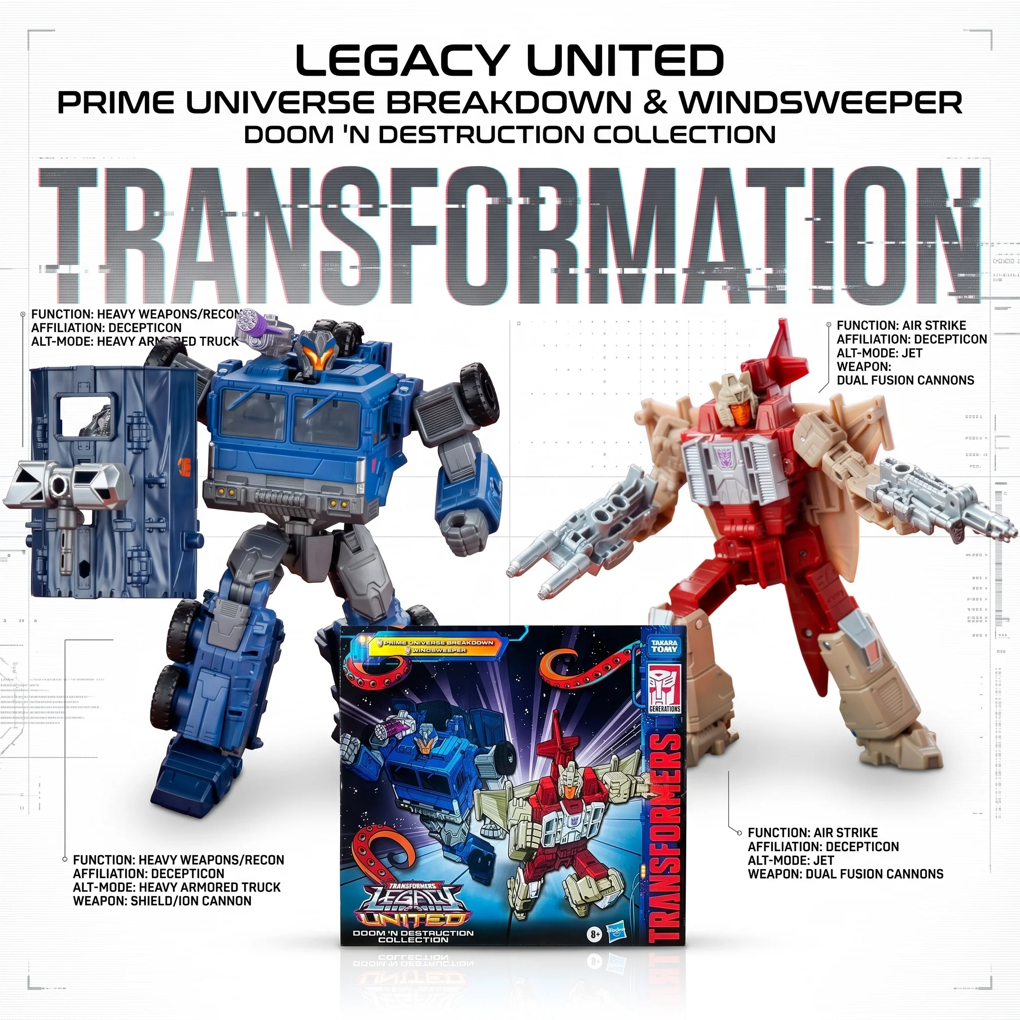 【In Stock】Transformation Toys Hasbro Legacy United Breakdown Windsweeper 2-Pack Action Figures Collectible Model Hobbies Robots