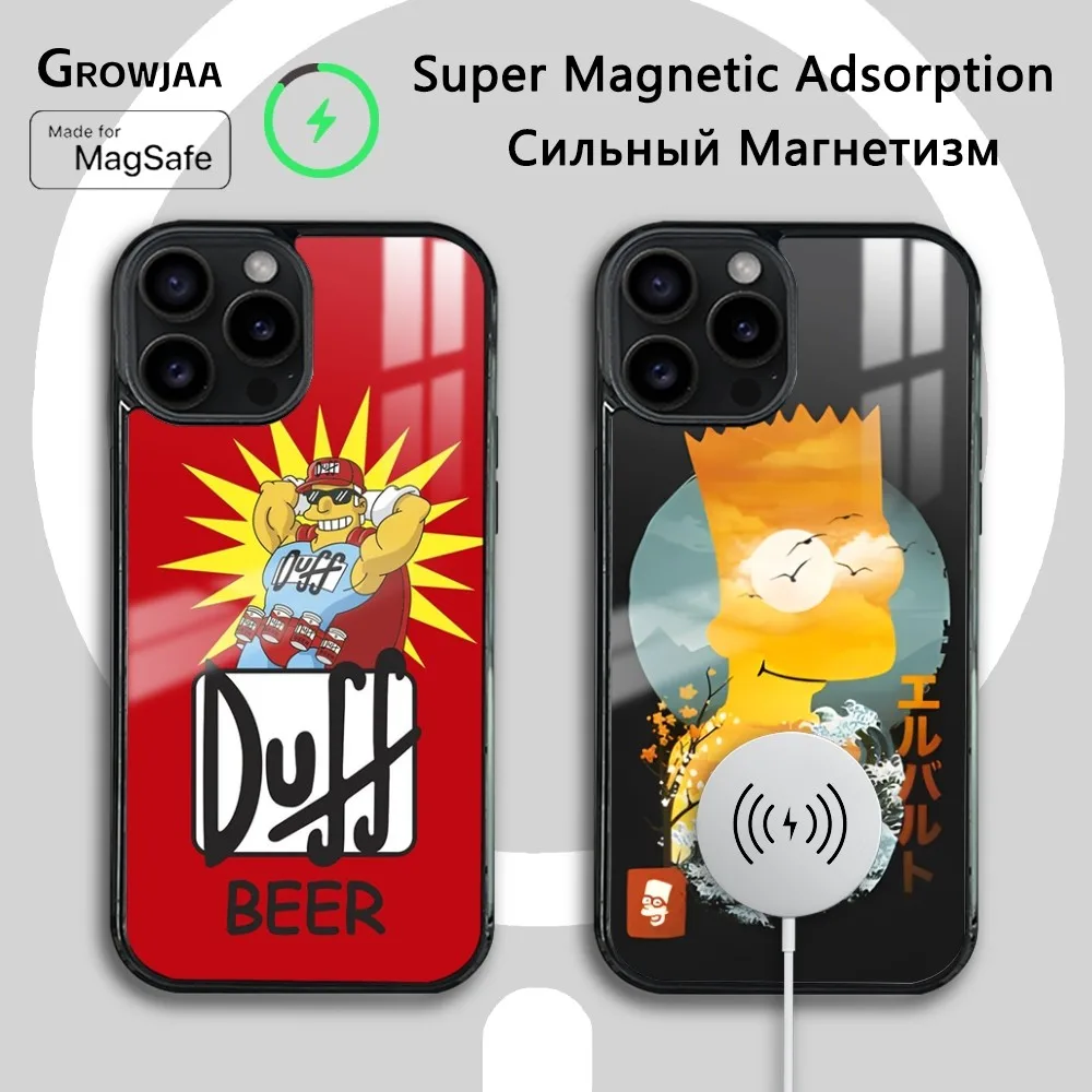 

Anime Funny The Simpsons Magsafe Phone Case For iPhone 15 14 13 12 11 Pro Max Plus Mini Shockproof Mirror Wireless Magnet Cover