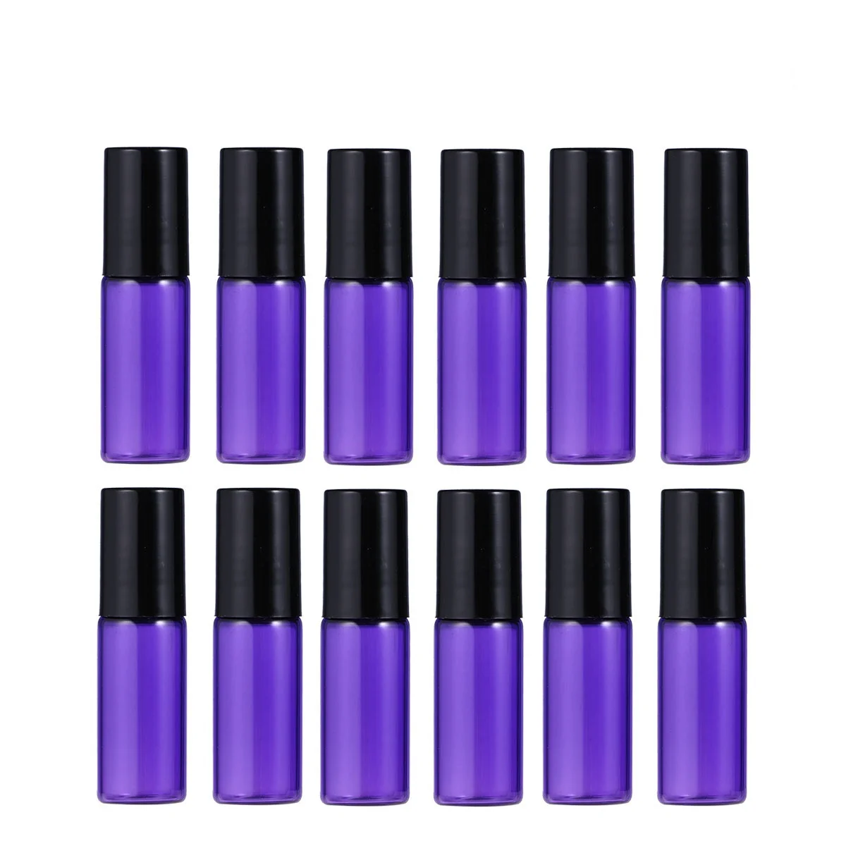 12 Stück Essential Oil Roller Dicke Glasflaschen 5 ml Lila Auslaufsicher Nachfüllbar Reiseparfums Aromatherapie Rollerflaschen