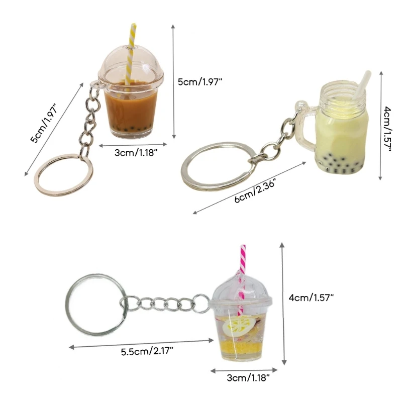 Car Backpack Keyring Bag Pendant Bubble Tea Keychain KawaiiMini Cup Pendants with Keychain Rings Milk Tea Cup Key Chain